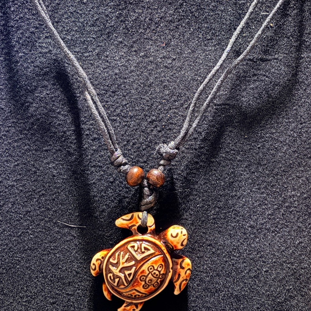Turtle Pendant Necklace with Adjustable Cord